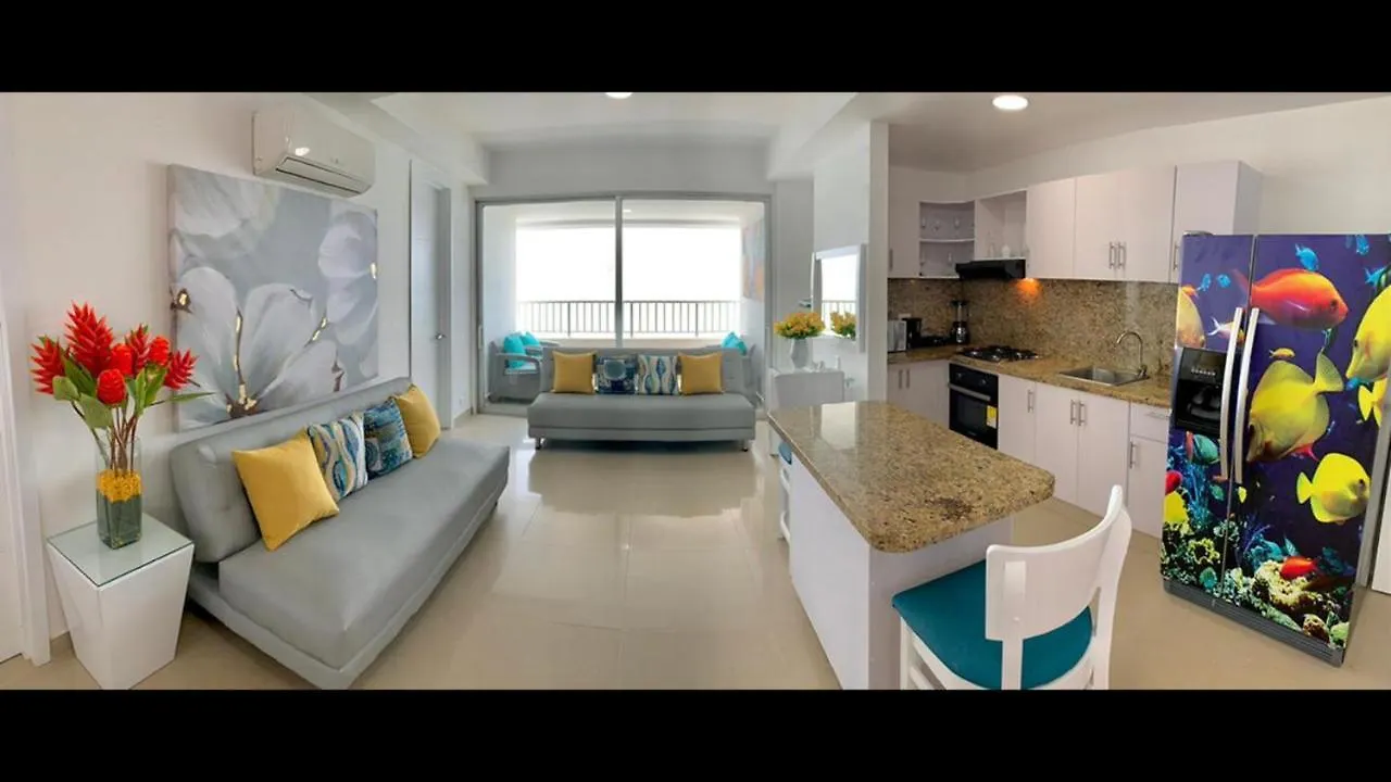 2 Bedroom Beachfront Apartment 2P1-Al2 With Pool And Wifi Cartagena Colombia
